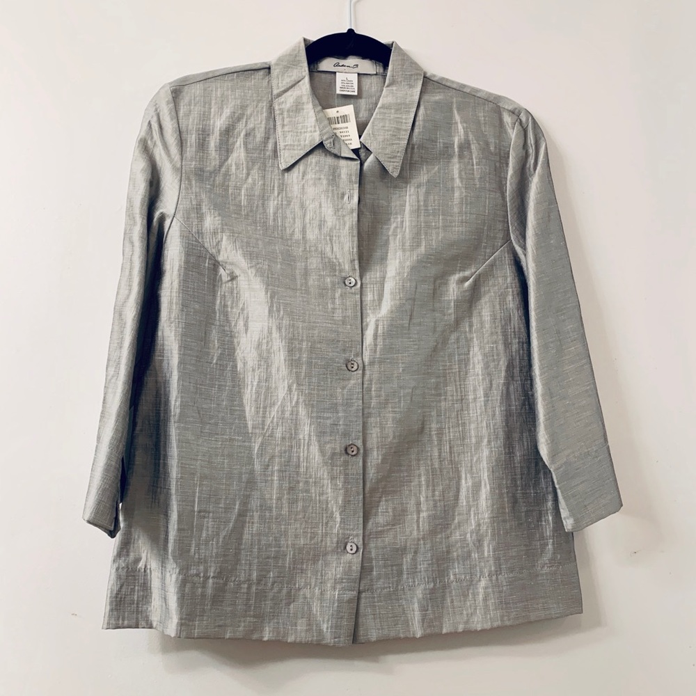 NWT silver linen Arden B shirt